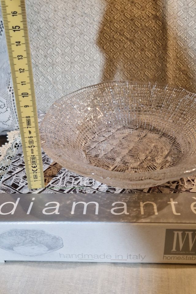 Piatto fondo in vetro, IVV linea Diamantè.