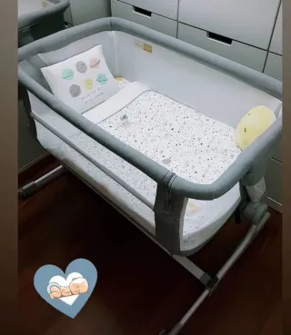 Cuna de bebé colecho gris