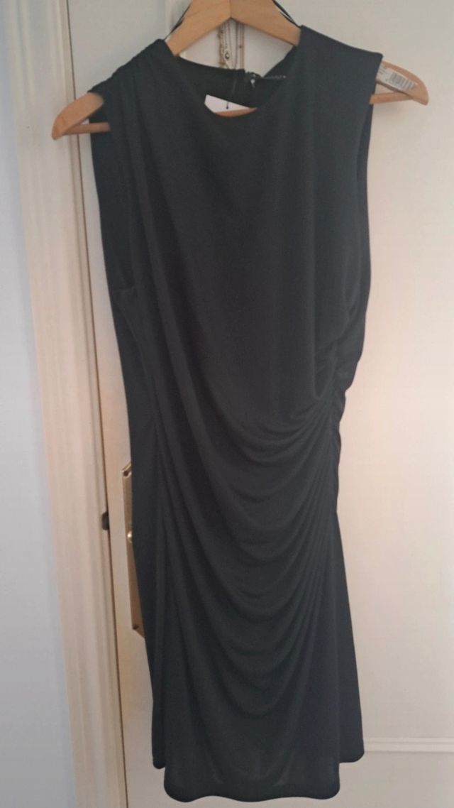 Vestido Zara Negro Drapeado