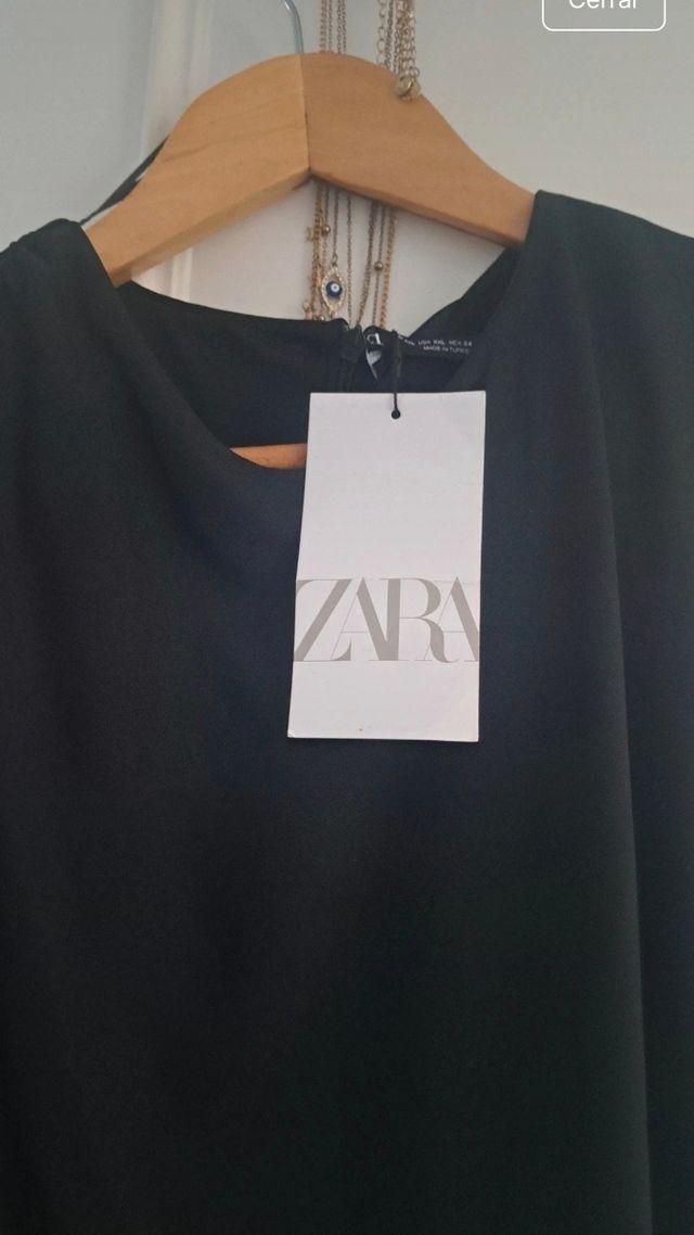 Vestido Zara Negro Drapeado