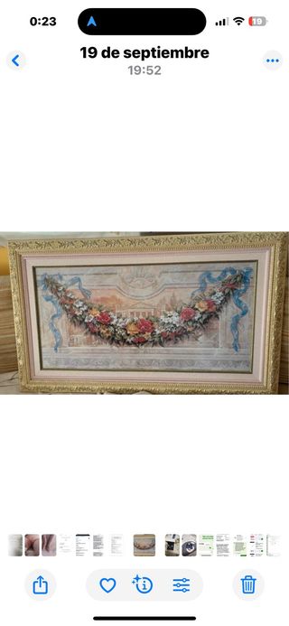 Cuadro decorativo floral dorado