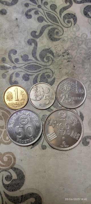 Lote 5 monedas España 1982 Pesetas