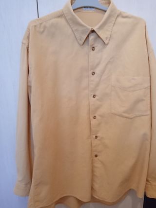 Camisa de pana fina beige/amarilla