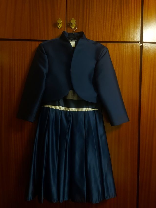 Conjunto Chaqueta y Vestido Cóctel Azul