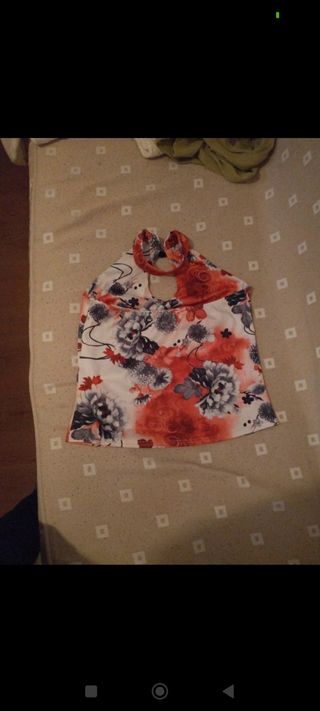 Top japonés atado al cuello estampado
