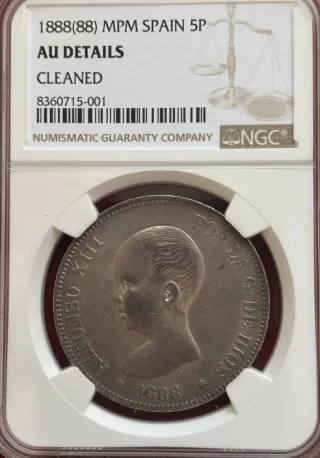 5 Pesetas Alfonso XIII 1888 El Pelón