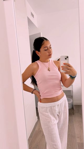 Top rosa sin mangas talla s