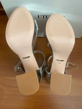 Tacones Uterqüe Plateados Plataforma