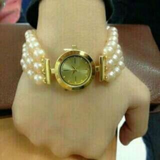 Reloj Rosa Perlas Lujo Dorado