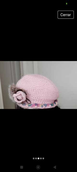 Conjunto Gorro y Bufanda Rosa con Flecos