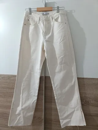 Pantalón Vaquero Zara T.36 Blanco