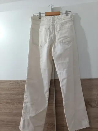 Pantalón Vaquero Zara T.36 Blanco