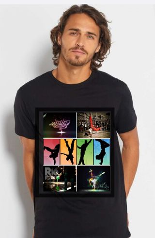 Camiseta Negra con Estampado Breakdance