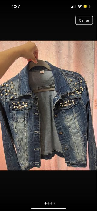 Chaqueta vaquera con perlas Talla S