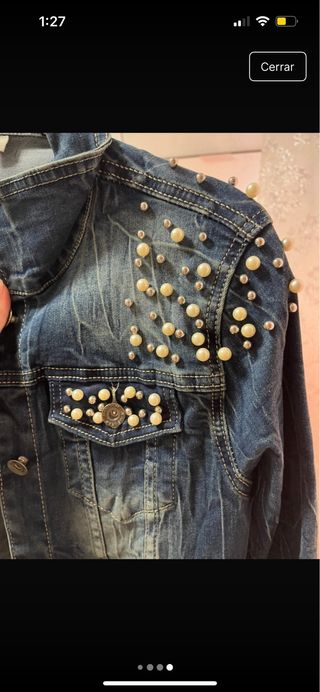 Chaqueta vaquera con perlas Talla S