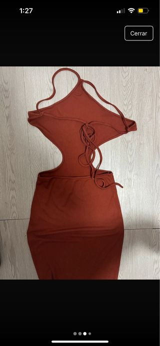 Vestido largo fiesta marrón/rojo