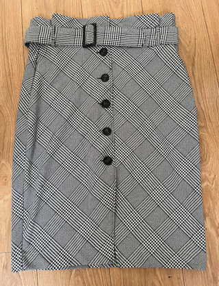 Falda lapiz de cuadros blanco y negro H&M