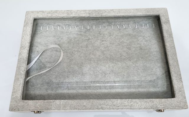 Colgantes-Caja Joyero Terciopelo Gris XXL