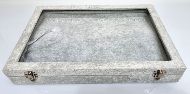 Colgantes-Caja Joyero Terciopelo Gris XXL