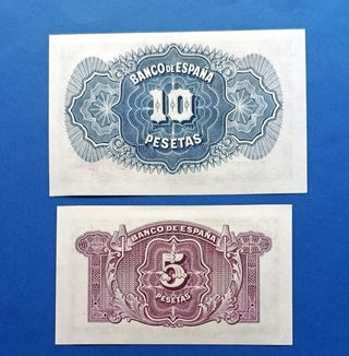 SC 5 y 10 Pesetas 1935 republica certificado plata