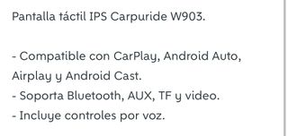 Carpuride W903 Pantalla Táctil HD