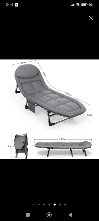 Cama plegable camping gris