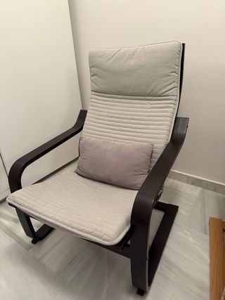 Sillón Ikea Madera Oscura Tela gris 