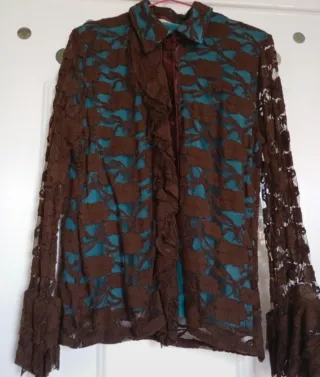 Blusa vintage doble capa encaje