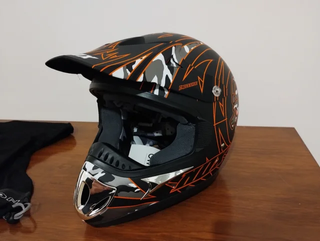 Casco NOX Skull Cross/Motard Nero Arancio
