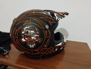Casco NOX Skull Cross/Motard Nero Arancio