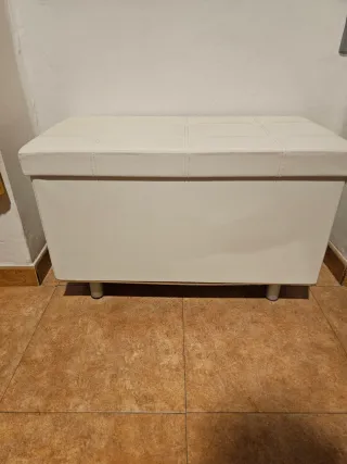 Puff Almacenaje Piel Sintética Blanco