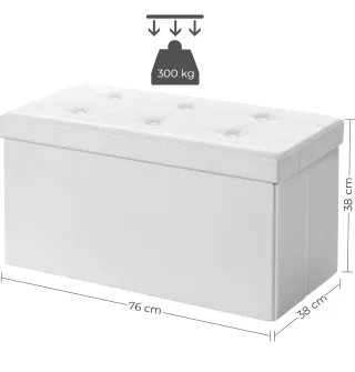 Puff Almacenaje Piel Sintética Blanco
