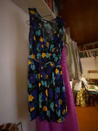 Vestido floral Zara azul y amarillo