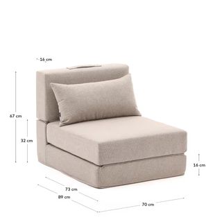 Puff Sillón Arty Kave Home Beige/Gris