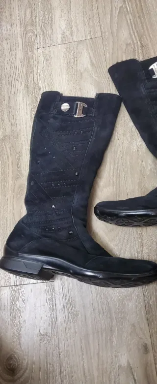 Botas altas piel serraje Baldini negras