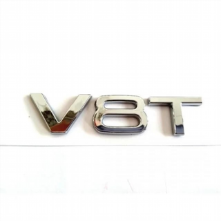 Emblema logo AUDI V8T PLATA / NEGRO / ROJO