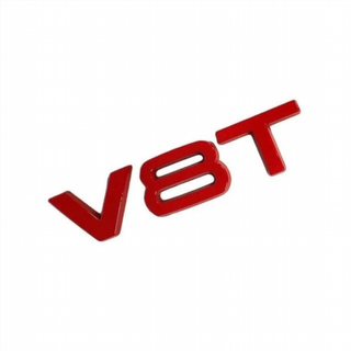 Emblema logo AUDI V8T PLATA / NEGRO / ROJO