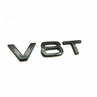 Emblema logo AUDI V8T PLATA / NEGRO / ROJO