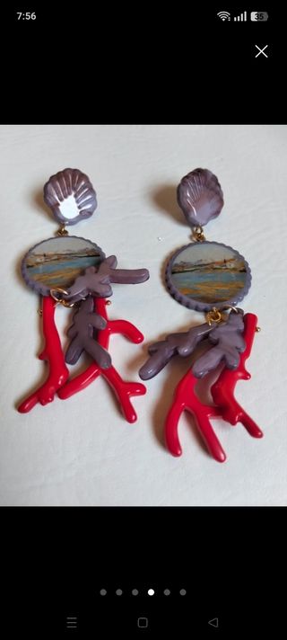 Pendientes Marinos Morados y Rojos