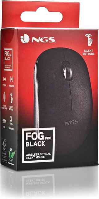 NGS Fog Pro Black - Ratón Inalámbrico, Ratón Óptico de 1000 dpi