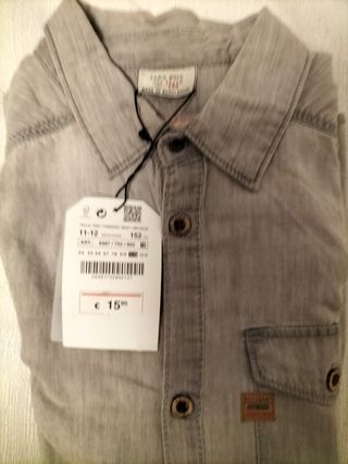 Camisa Zara Gris Niños Talla 11-12