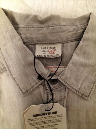 Camisa Zara Gris Niños Talla 11-12