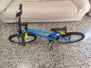 Bicicleta MTB 20 6V Azul y Amarilla