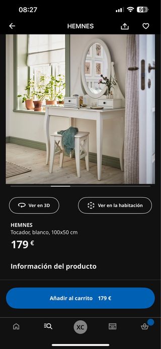 Tocador HEMNES blanco 100x50 cm