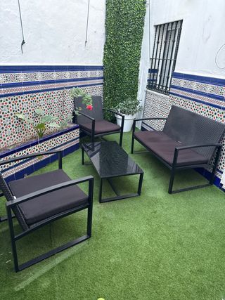 Conjunto Muebles Exterior Ratán Negro