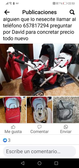 Carrito Gemelar Rojo y Negro