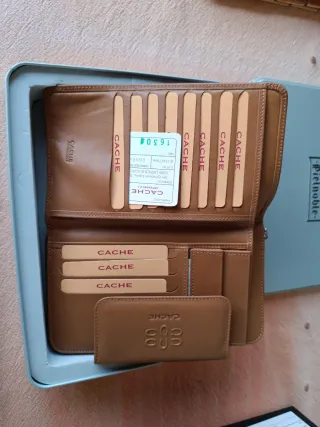 Cartera de piel mujer marrón