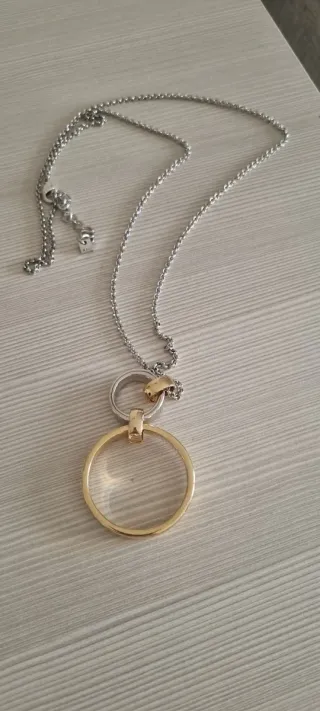 Collana donna cerchi oro e argento(bigiotteria)