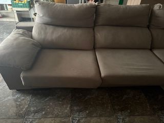 Sofá chaise longue gris elefante de  tela
