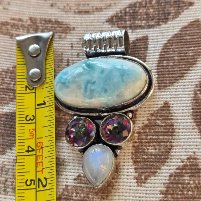 Colgante Plata 925 Larimar y Topacio Místico